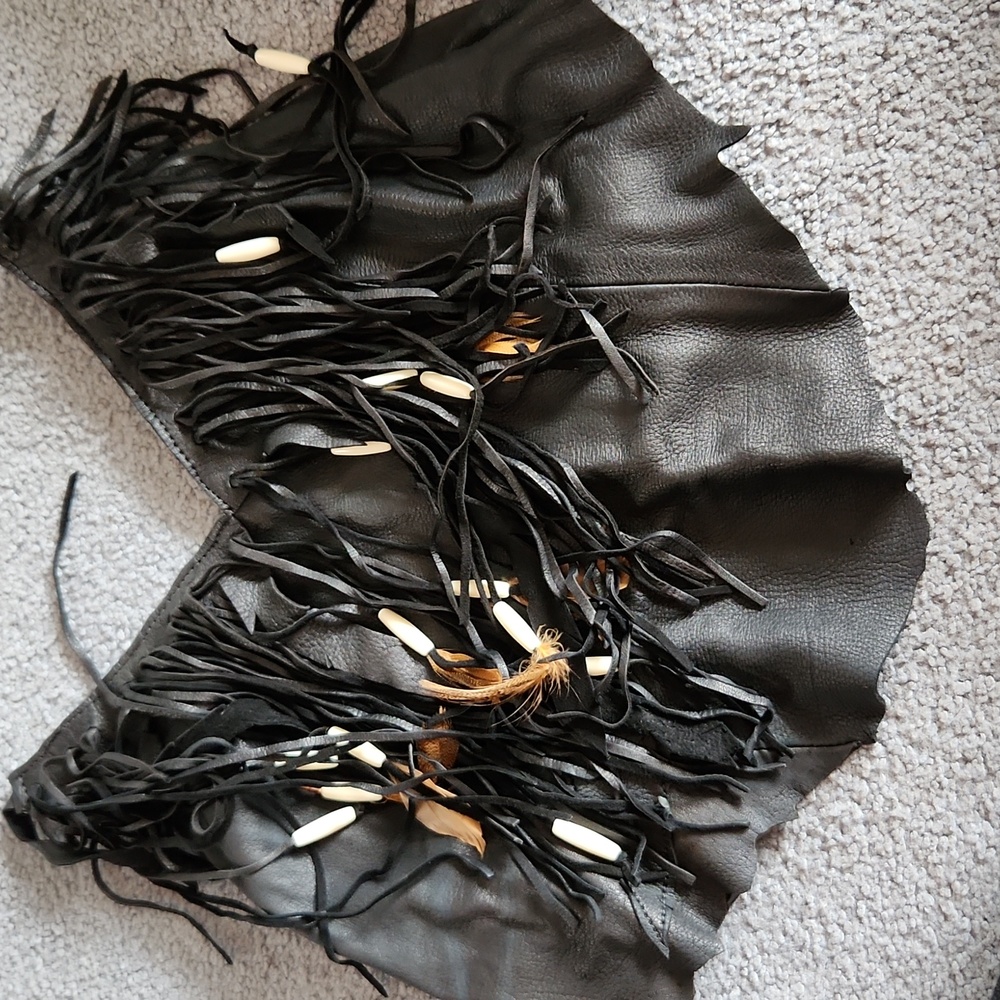 Hippie boho biker leather halter top